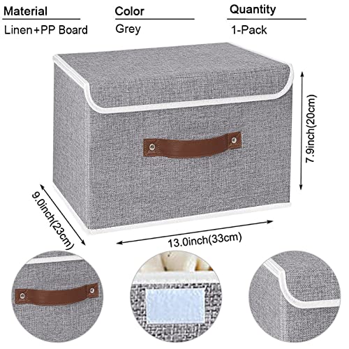 Image of Yawinhe Collapsible Storage Bins,Grey,13.0x9.0x7.9in,1-Pack