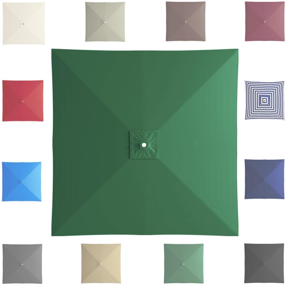 GJPXFR 6.5'x6.5' 8'x8' Square Umbrella Replacement Canopy 4/8 Ribs Patio Umbrella Replacement Cover Weatherproof Yard Market Parasol Top Cover Cloth(Green,2.7x2.7m/8.8x8.8ft)