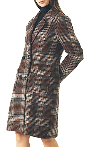 Image of chouyatou Women Elegant Notched Collar Double Breasted Wool Blend Over Coat