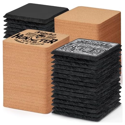 100 PCS Coaster Bulk for Laser Engraving, MAPRIAL 4 Inch 50 PCS Blanks Black Handmade Slate Stone Coasters, 50 PCS Cork Coasters, Engravable Materials for Engraver, Gifts, Crafts, Square