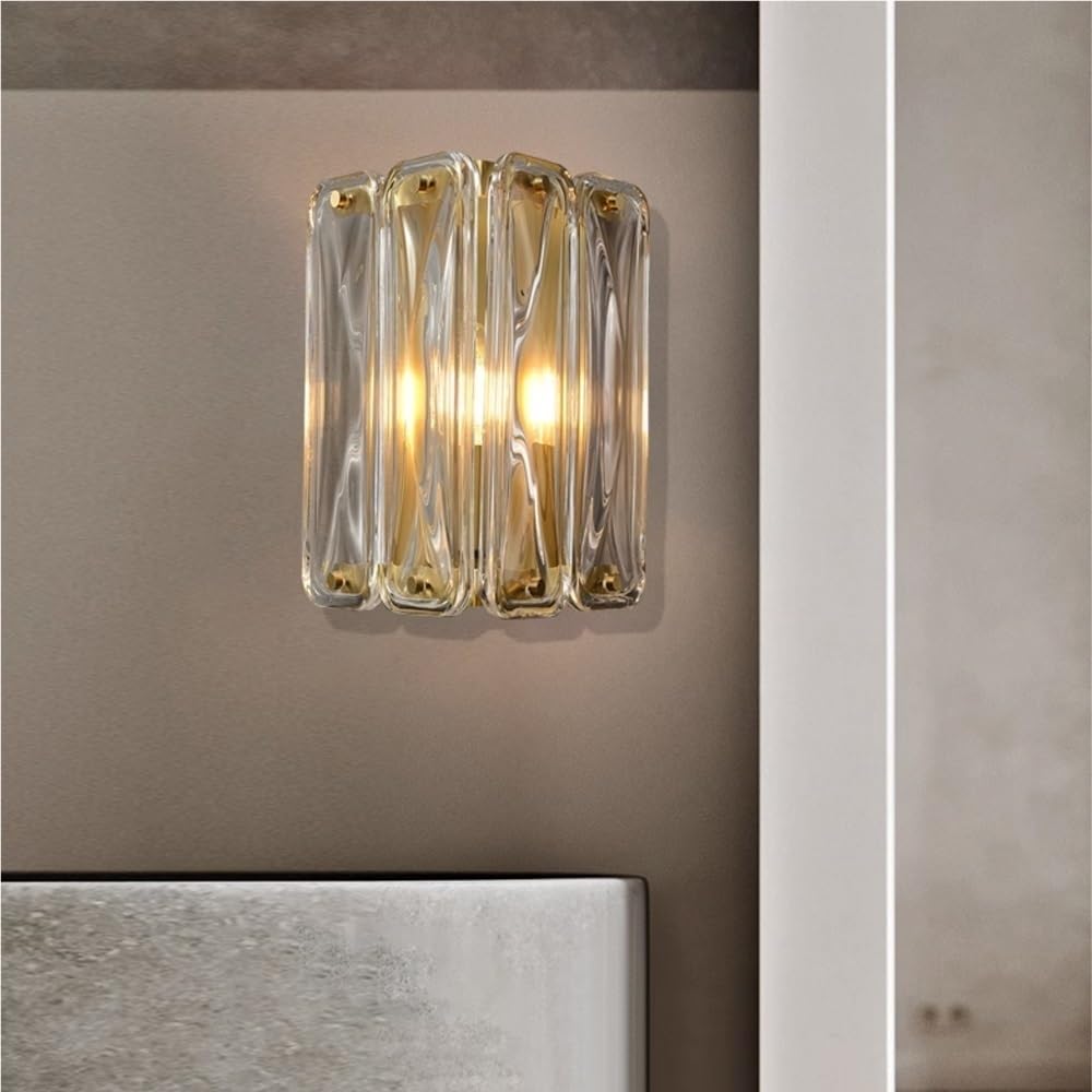 Lampade da parete for interni in vetro con accenti di cristallo Applique finitura in ottone for bagno Camera letto Comodino / 1 luce, 2 luci(1light)