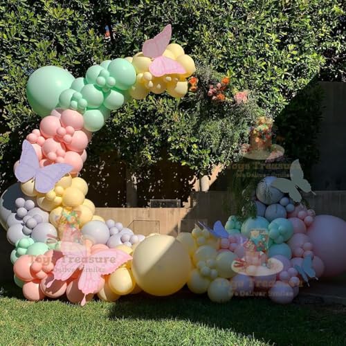 Image of 104Pcs Happy Birthday Decoration Kit - Pastel Rainbow Balloons with Happy Birthday Banner for Kids Party Celebration Decorations