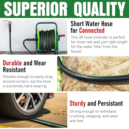 Image of Heavy Duty Garden Hose 10ft, NON-EXPANDABLE Flexible Water Hose, Kink Resistant Lightweight Hybrid Hose, Leakproof Hose Male to Female Fittings