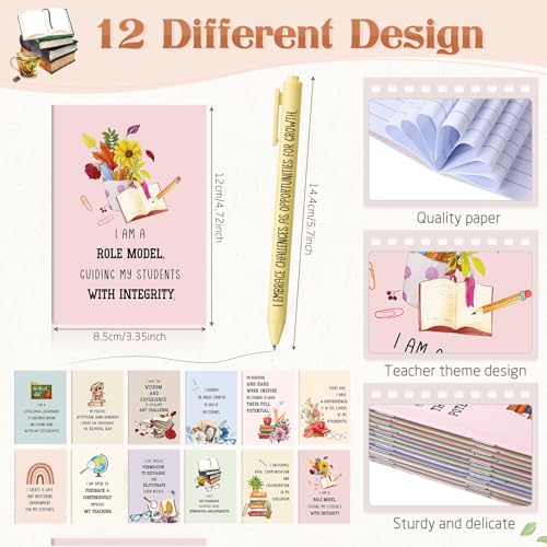 Image of Mooliwe 24 Pcs Positive Affirmation Gift Set Gratitude Notebooks with Pens Small Bags Motivational Encouragement Notepads Daily Affirmations Journal for Women Stress Relief Self Care (Teacher)