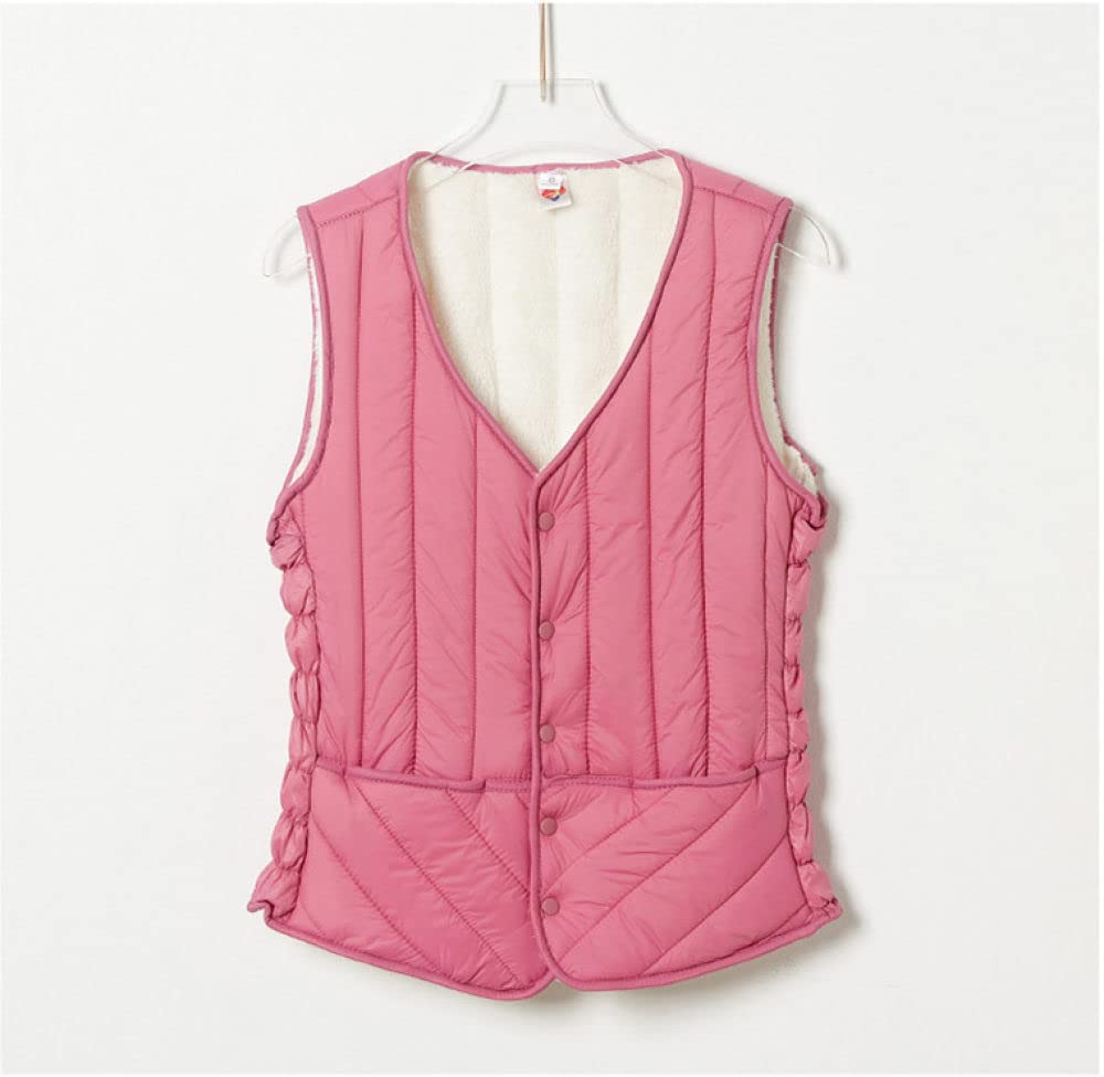 Veste Sans Manches Femme, Weste Damen Gilet Matelassé Léger Rose Mince Doublure En Peluche Gilet Chaud Rembourré Steppweste Manteau D'Hiver Sans Manches Pour Femmes Adolescent Bureau Sport De Ple