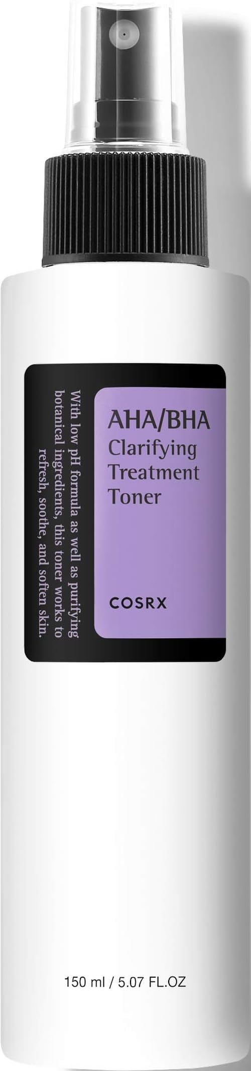 COSRX AHA/BHA Treatment Toner Facial Exfoliating Spray with Glycolic Acid, Blemish Control and Oil Balancing Korean Toner, Gentle Exfoliation and Minimizing Whiteheads and Pores Korean Skincare 150ml