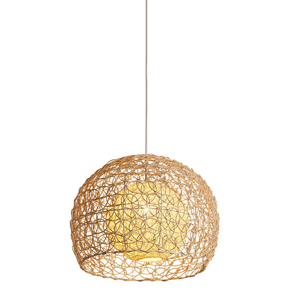 CJSLXGBL Wicker Pendant Light E27 Hanging Lights Rattan Hanging Lamp Wicker Woven Basket Lampshade,Farmhouse Industrial Boho Ceiling Light Fixture For Living Room Kitchen Island