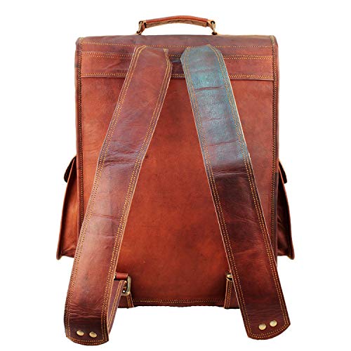 16 Inch Genuine Leather Backpack for Women and Men - Retro Vintage Laptop Backpack4