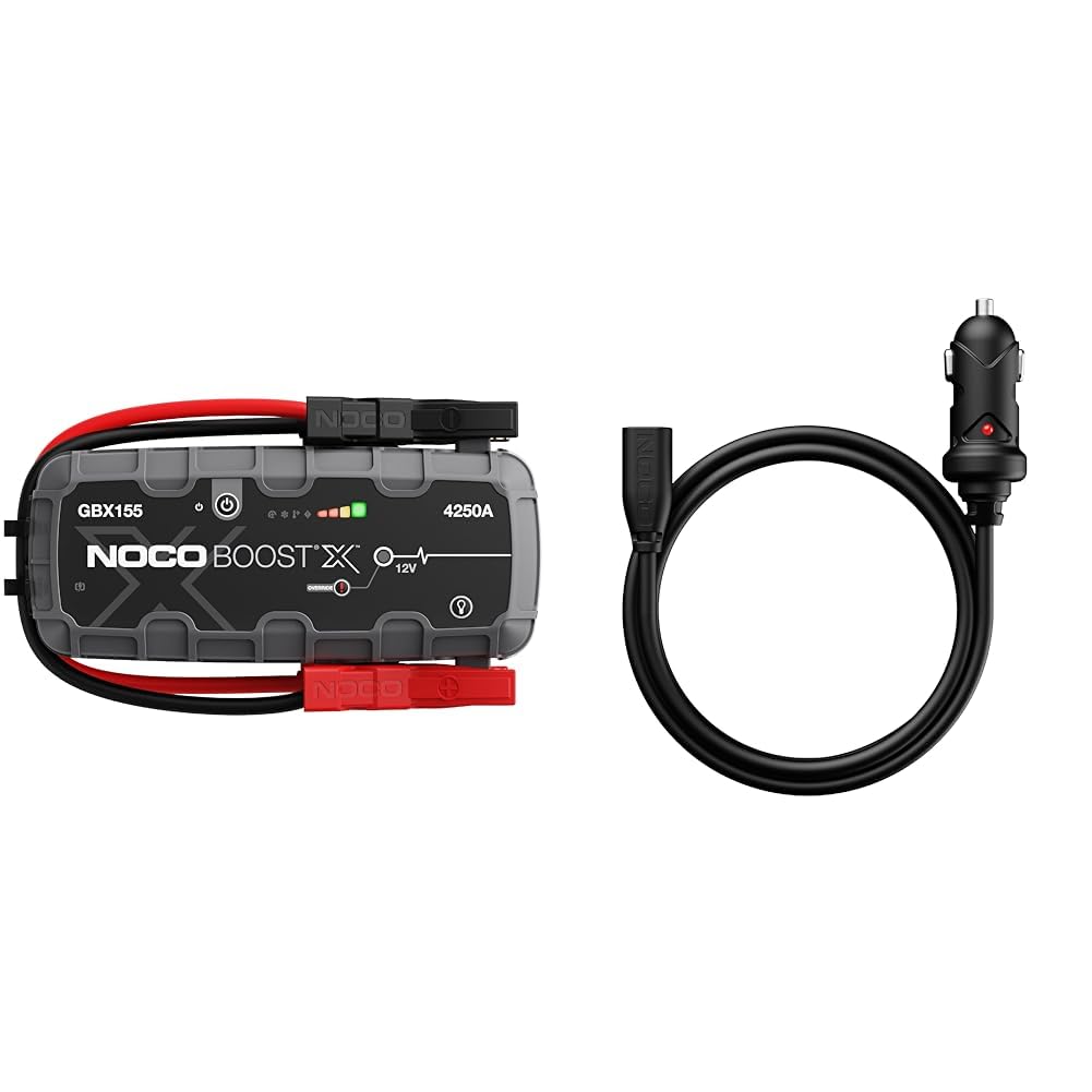 NOCO Boost X GBX155, Booster di Avviamento Auto UltraSafe da 4250A, Avviatore di Emergenza 12V & GBC011 Caricabatteria Auto 12V Boost X per Dispositivi di Avviamento di Emergenza al Litio