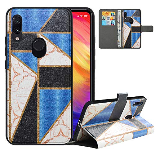 LFDZ Compatible with Redmi Note 7 Case,PU Leather Redmi Note 7 Wallet Case with [RFID Blocking],2 in 1 Magnetic Detachable Flip Slim Cover Case for Xiaomi Redmi Note 7/Note 7/Note 7 Pro,Marble