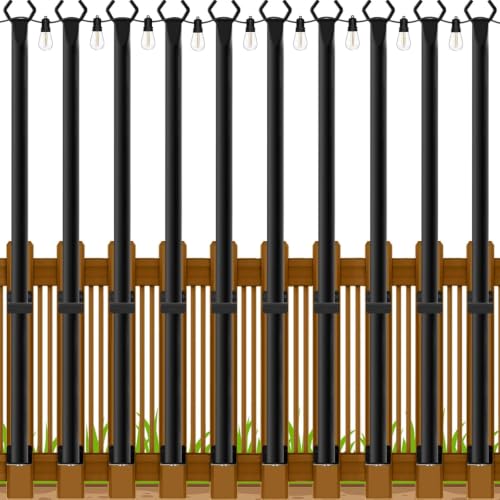 Image of Beizelte 10 Pack 5Ft String Light Poles,Outside String Lights,Outdoor Light Poles,Metal Poles Stand for Patio,Backyard,Deck