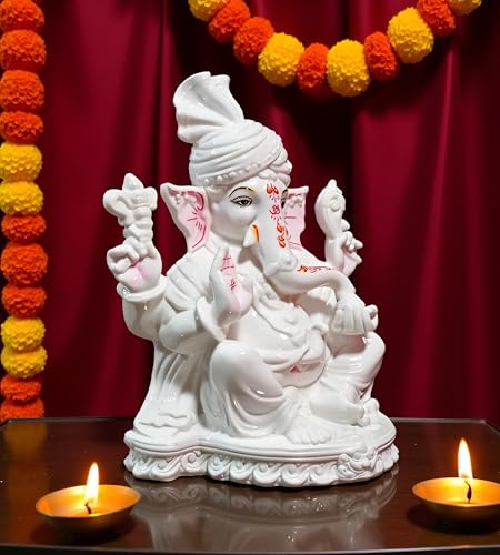 Figurine Murti statue marbre blanc 28 cm objet déco K4774 - 4