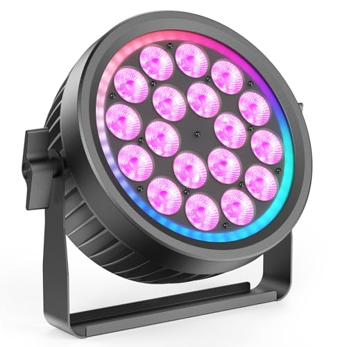 200W Aluminum Cast Fanless & Silent Stage Lights, 4 in 1 RGBW LED Par Lights with Dynamic Aperture...