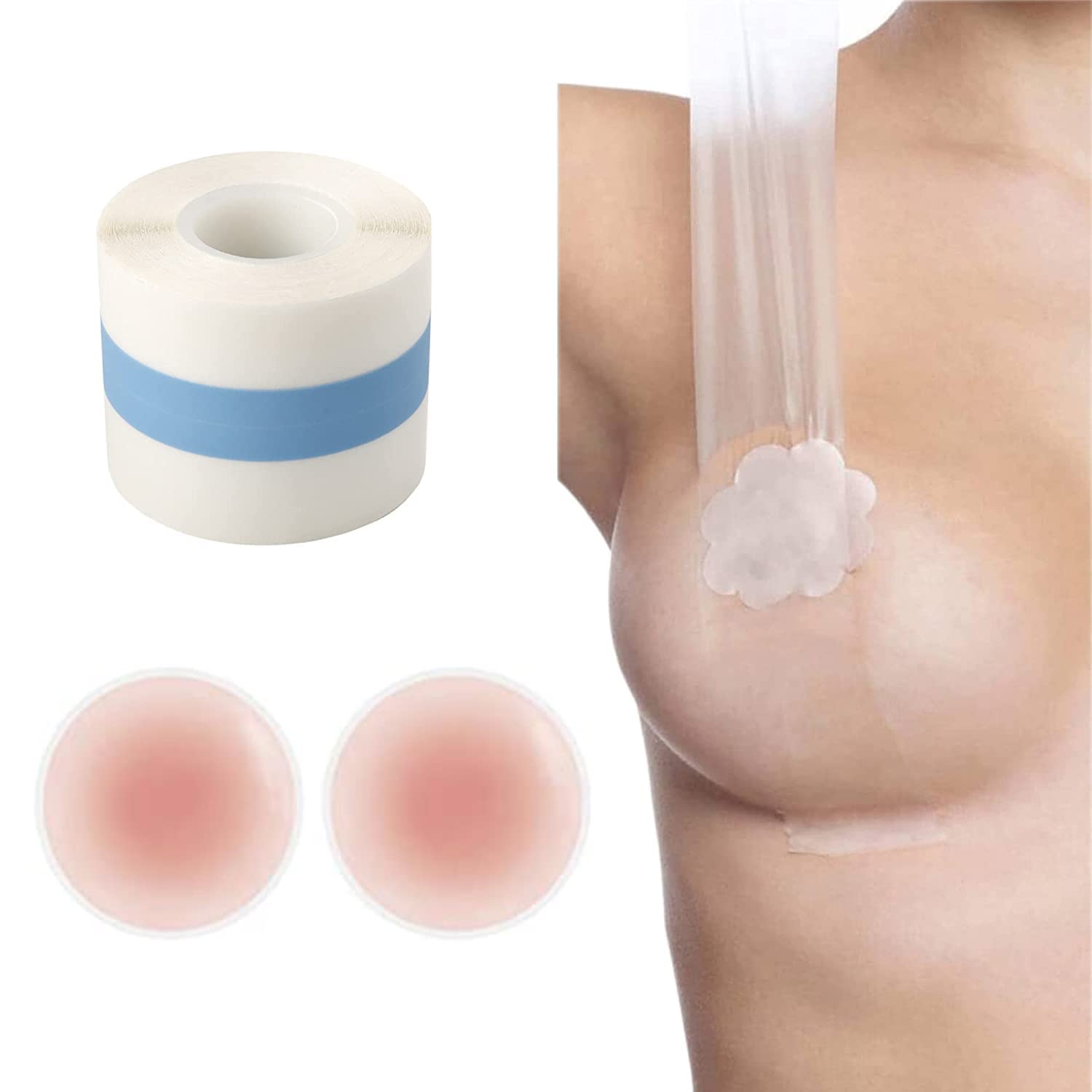 XL Boob Tape Breast Lift Tape for Contour Lift & Fashion | Booby tape Athletic Tape for Breasts | Body Tape for Lift & Push up in All Clothing Fabric Dress Types. (CLEAR COLOR)