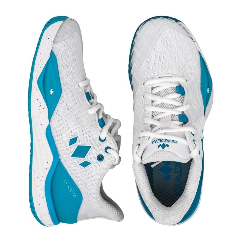 Image of Diadem Women's Court Burst Pickleball & Tennis Shoe for Stability & Speed, Performance & Comfort White /Teal, US Size M7 / W8.5