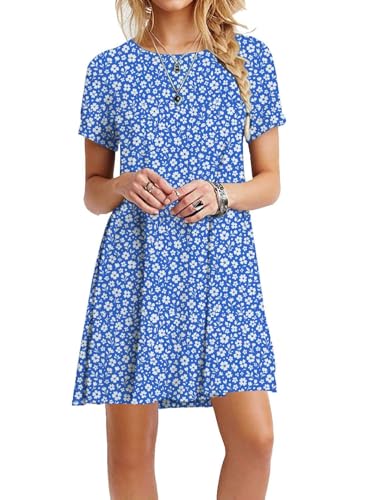 Image of TOPONSKY Women's Casual Plain Simple Loose Flowy Short-Sleeve T-Shirt Dress