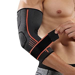 eYotto Elbow Brace Support with Strap(2 PACK), Compression Sleeve Adjustable for Women Men Arm Support for Running,Workout, Basketball, Golf, Tennis, Weightlifting, Pain Relief, Tendonitis, Arthritis