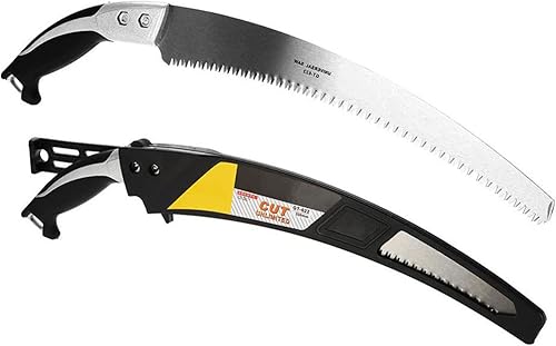 Miniatura 2 de GLOGLOW Sierra de poda curvada, sierra de jardinería portátil con hoja de acero de 13.6 in, mango ergonómico de aluminio, ideal para recortar