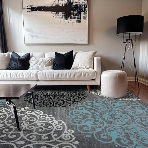 Tapete Floral Moderno 5'3" x 7'3" Gris
