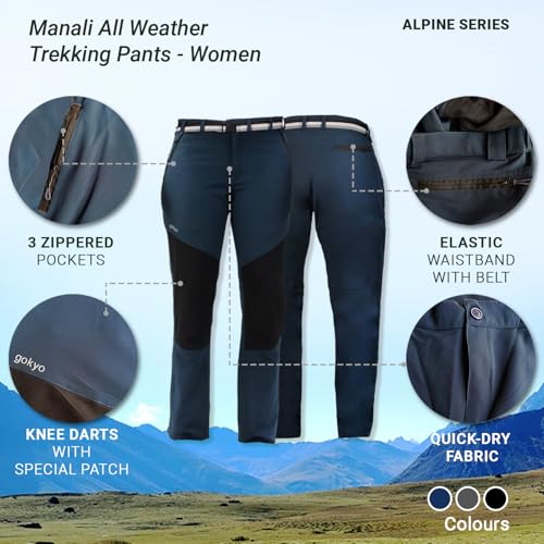 Image of GOKYO Manali Trekking Pants for Women | Quick Dry, Water-Repellent & Stretchable Outdoor Pants | Lightweight, Breathable & Multi-Pocket Hiking Trousers