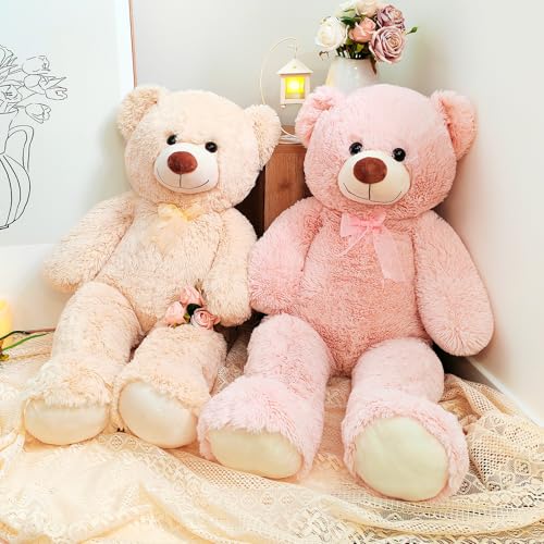 BEJOY 100cm Teddybär, Riesen Plüschtiere Kuschelbären große Stofftier Schmusetier, Liebesgeschenk Geburtstag, Valentinstag, Beige