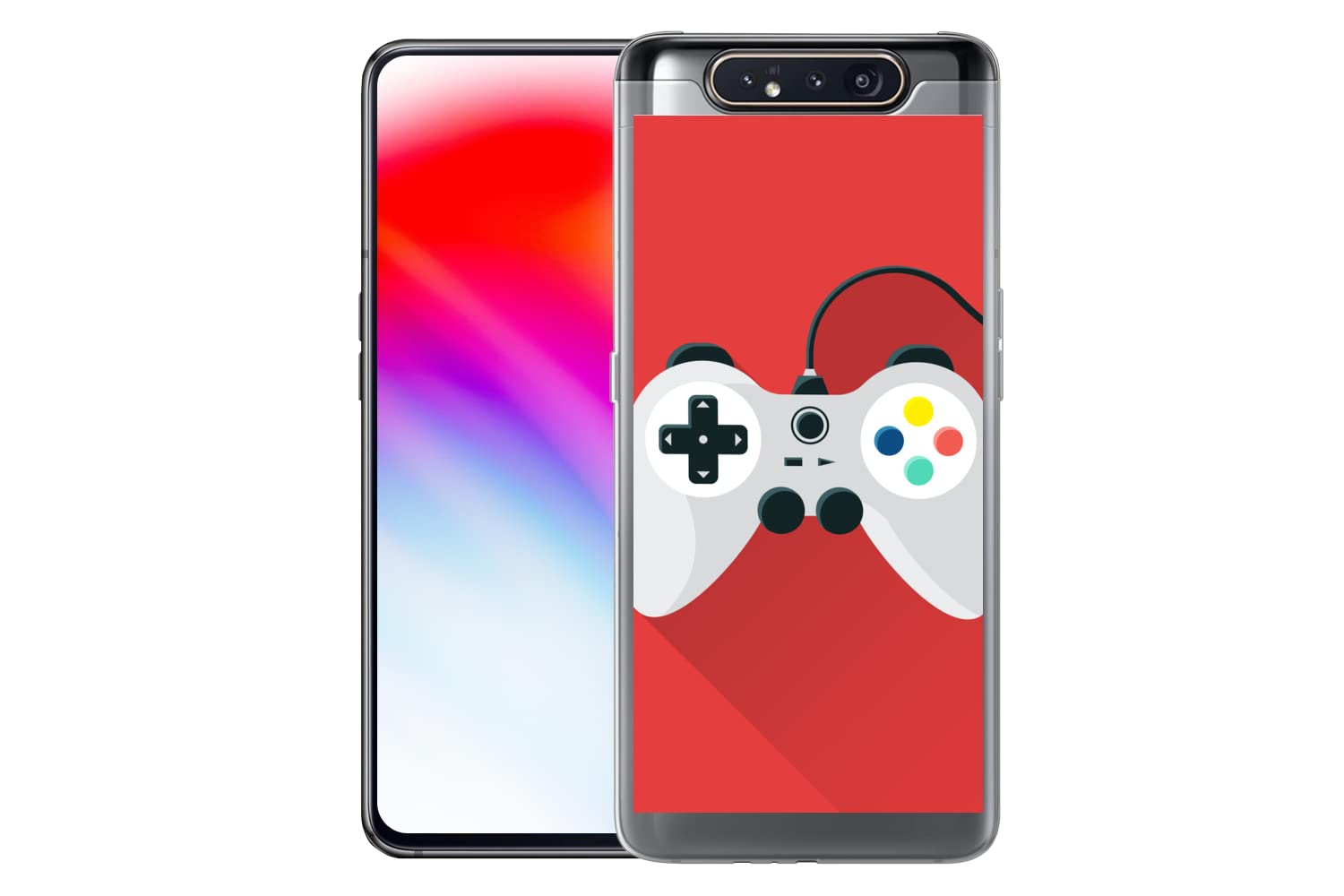 MuchoWow Funda para Samsung Galaxy A80 - Mando - Gaming - Rojo - Funda de Silicona/Funda Blanda para teléfono móvil