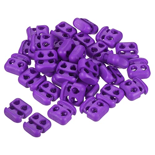 PATIKIL Cord Locks, 30 Pack Oval Spring Toggle Stopper for Drawstring Bag Shoelaces Purple, 16x17mm