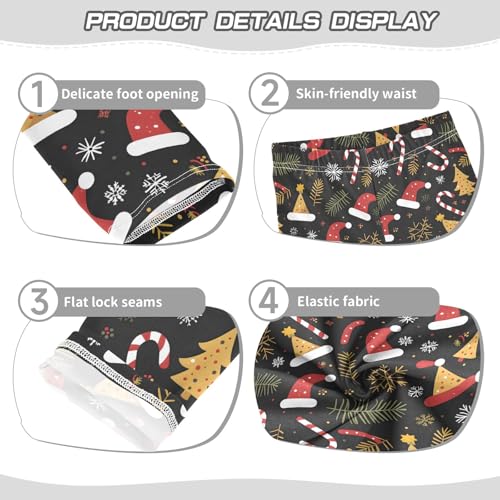 Girls' Athletic Leggings Ankle Length Yoga Dance Pants Kids Teen 4T Christmas Hat Snow3