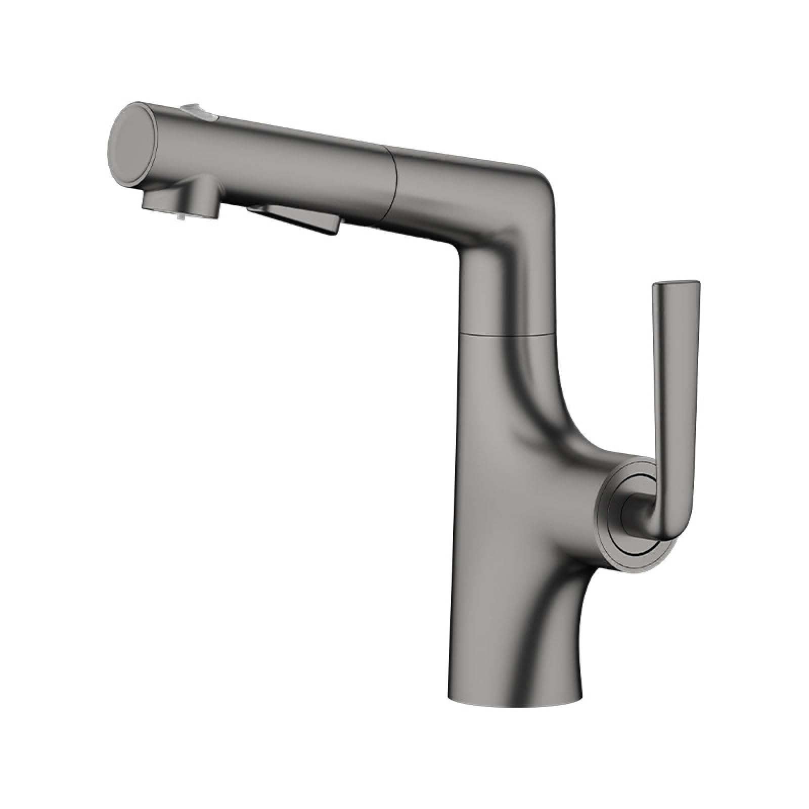 Fanjubei Bullet Ash All-Copper Lift-Pull Rotating Hot And Cold Water Faucet, Gunpowder Gray