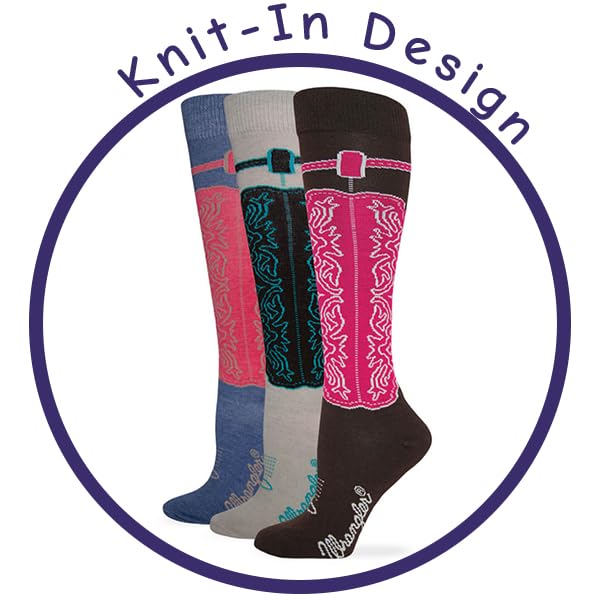 Wrangler Women's Ladies Wild West Boot Socks 3 Pair Pack3