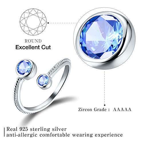 S925 Sterling Silver Birthstone Adjustable Ring January Birthstone Birth Month Open Ring Birthday Gifts for Women3