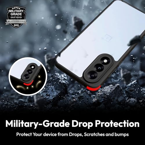 Image of KAPAVER Hybrid Clear Back Cover Case for OnePlus Nord 5 | Protective Shockproof Cleare Hard PC Soft Flexible Black TPU Cover