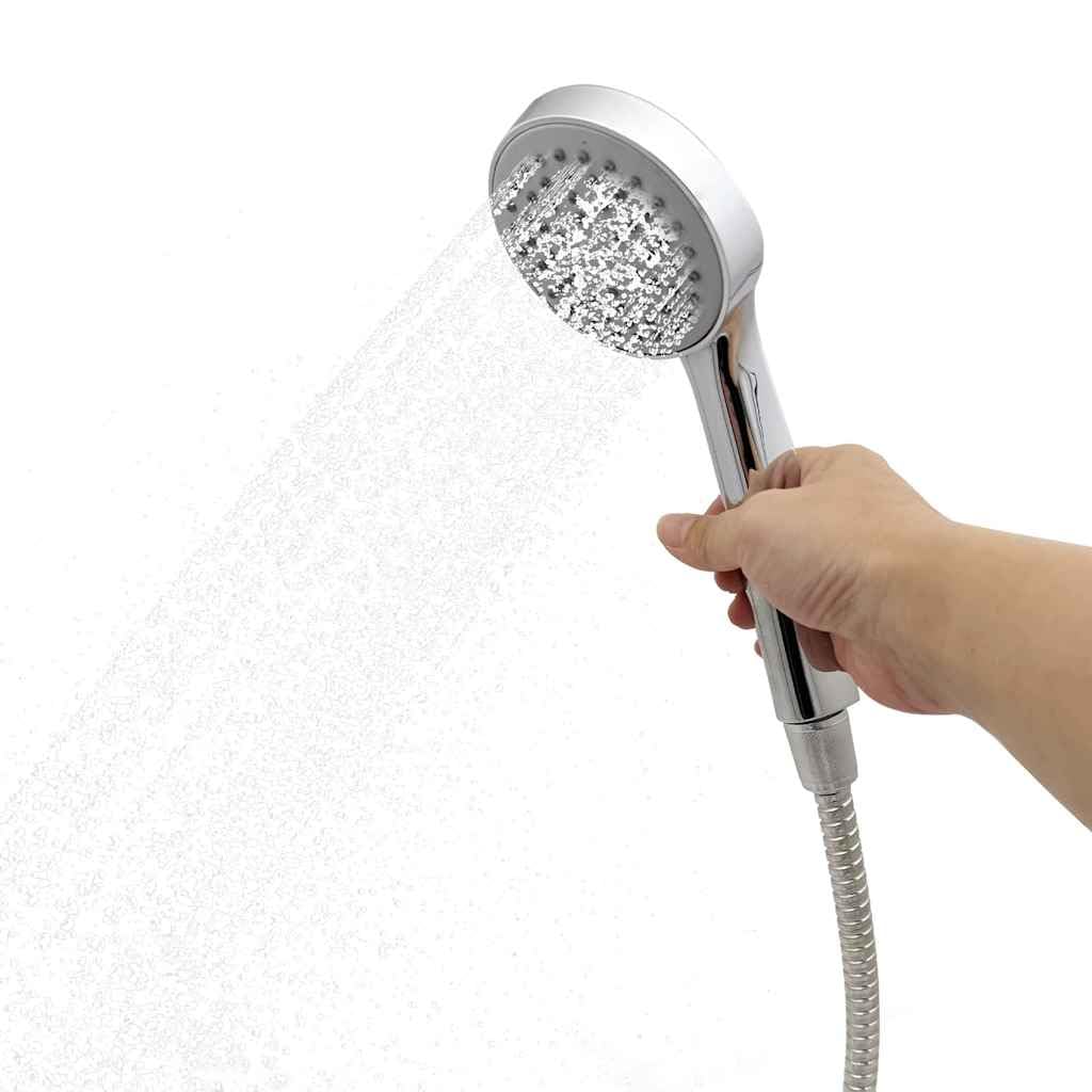 Doccia solare da esterno nera, 217 cm, in PVC e alluminio, con soffione regolabile, alimentata a energia solare per giardino, terrazza, piscina, vasca idromassaggio, spa, come pratico
