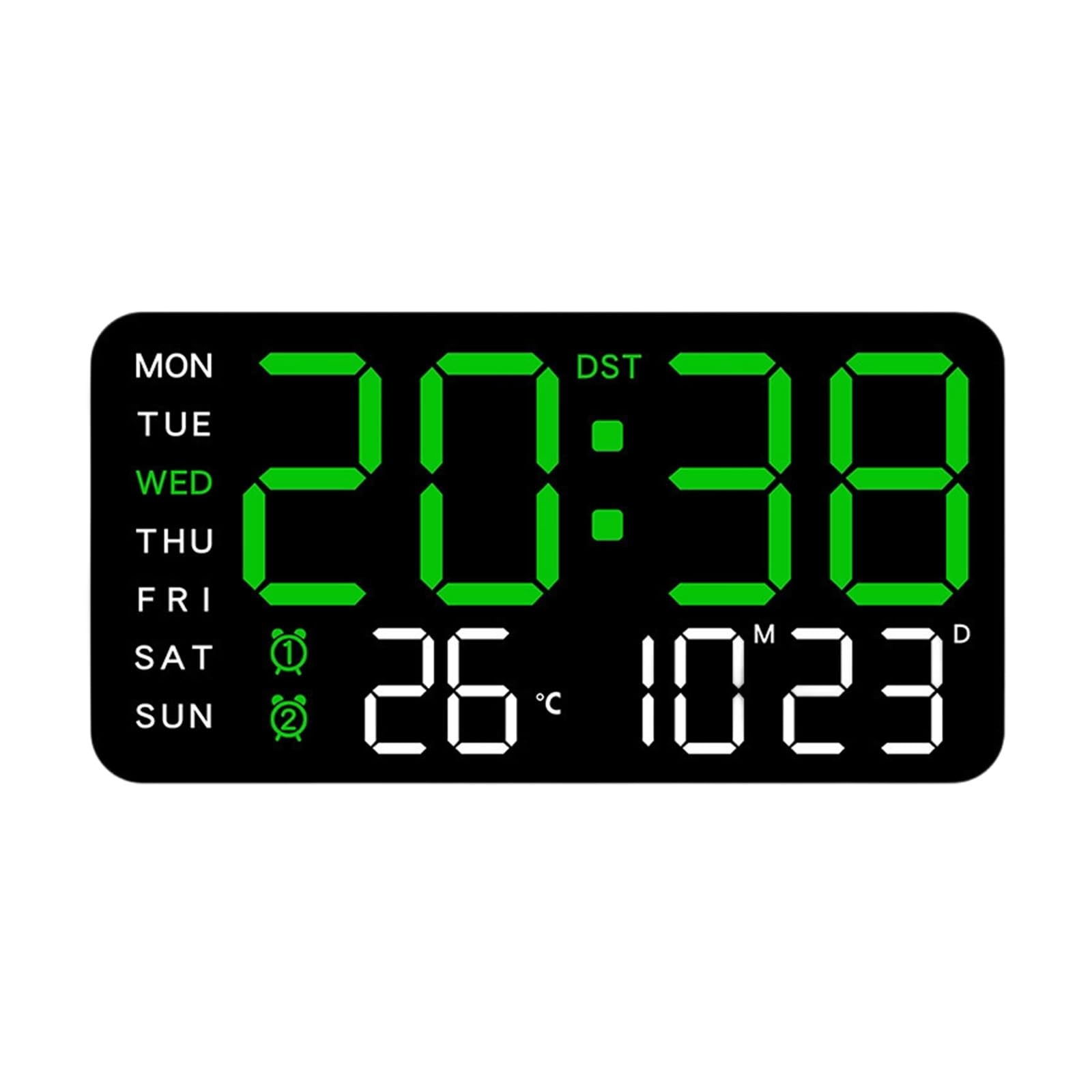 Jazuaiao Large LED Screen Electronic Digital Alarm Clock with Date Temperature Reading and Adjustable Brightness Battery Operated Bedsides Clock