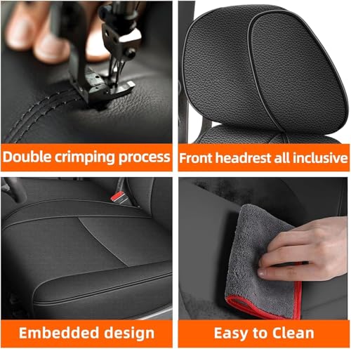 AOMSAZTO Seat Covers for Chevy Silverado GMC Sierra 1500 2007-2013 Crew Cab 2500HD 3500HD 2007-2014, Full Set Coverage for Chevrolet Faux Leather Truck Car Interior Accessories Black - Image 6