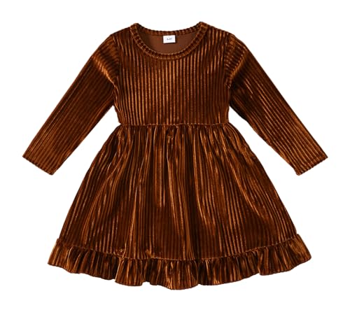 Little Girl Dress Velvet Long Sleeve Dress Girl Fall Winter Party Dresses 3-8T