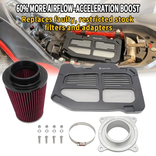 Image of Motoparty Intake Upgrade Kit Engine Air Filter kit & Air Intake Filter Box Lid Cover for Yamaha YFM700 Raptor 2006-2021, YFM700R & YFM700R SE 2013-2021, W /Intake & Holder Adapter
