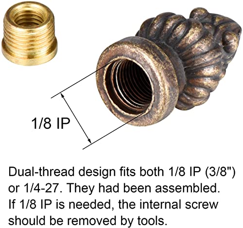 Image of Canomo Antique Brass Lamp Finial Cap Knob Lamp Decoration for Lamp Shade, 1 Pack, 1-3 /8 Inches (Small Size)