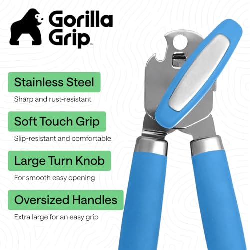 Image of GORILLA GRIP Upgraded Model Stainless Steel Manual Can Opener, Aqua
