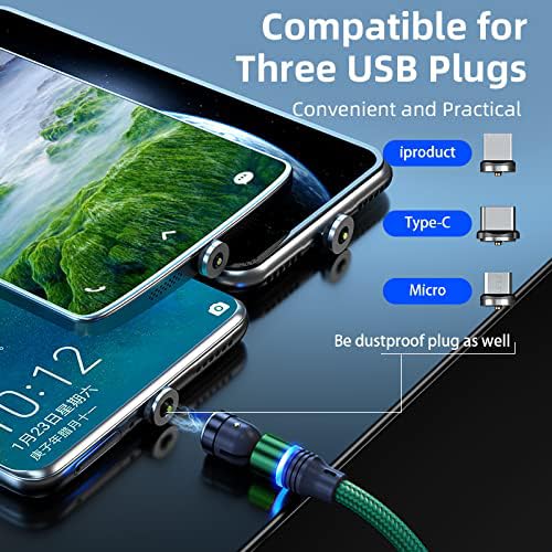 磁気充電ケーブル 回転式 磁気携帯電話充電器 LED付き 4パック Micro Type 【ANMIEL】 CおよびiProductデバ