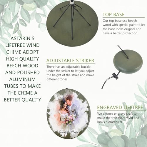 Image of ASTARIN Personalized 20th 50th Anniversar Wind Chime, Happy Anniversary Wedding Valentine's Day Gift for Wife Women Sister, Gold Anniversary Keepsake Decoration for Parents Couples