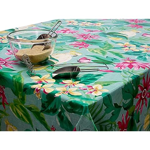 Wipe Clean Green and Pink Tablecloth Cover