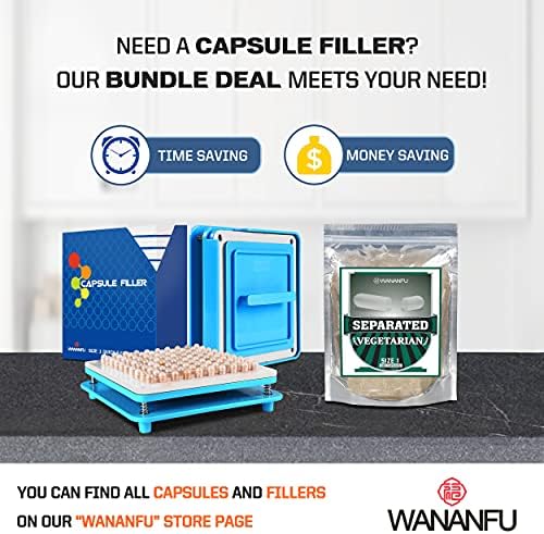 WANANFU Separated Empty Capsules Size 1 Vegetarian (200 Count), Compatible with Capsule Filling Machine Size 1