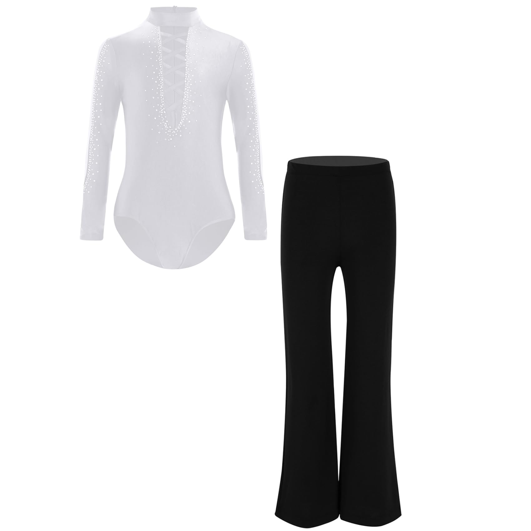 Camisa Latina Brillante Para Niños Body De Baile Manga Larga Con Pantalón Tango Rumba Camisa Body Jumpsuit Camiseta De Torneo Traje Baile Ropa Danza