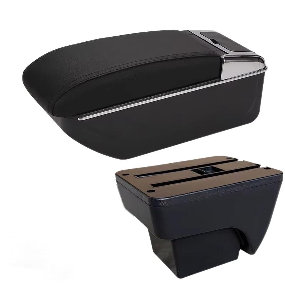 FSOZDBBPL For Seat Arona For Ibiza 6L 6J 2017-2025 Car Armrest Box Auto Storage Box Retrofit Interior Accessories Interior Parts(D2 Black black No USB)