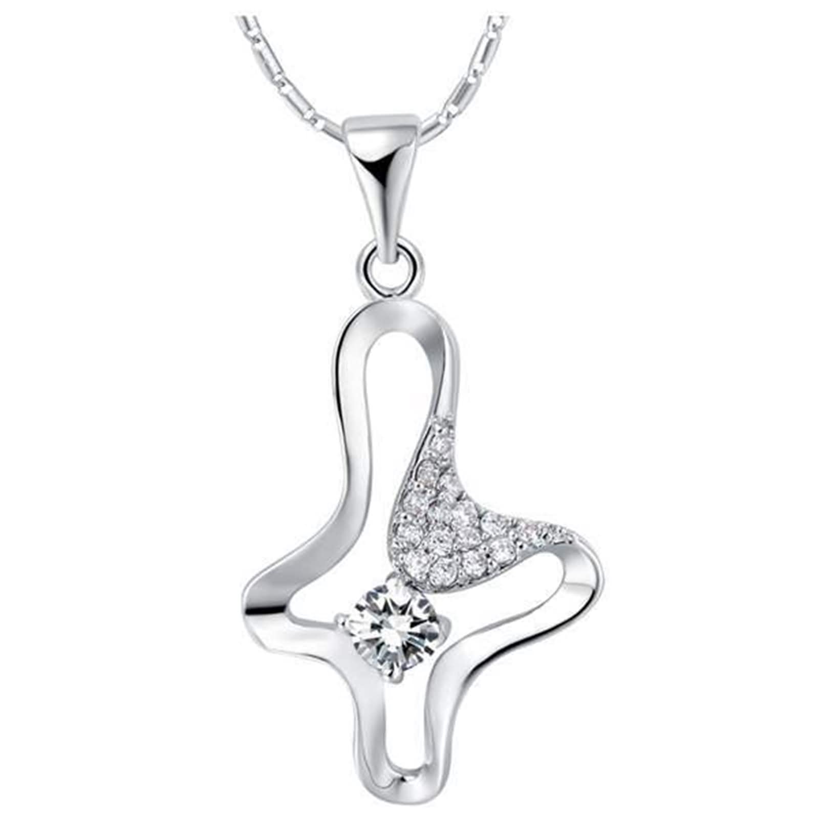 Aotiwe White Gold Necklace Pendant, Memorial Jewelry for Women Cross White Gold Plated for Anniversary Promise