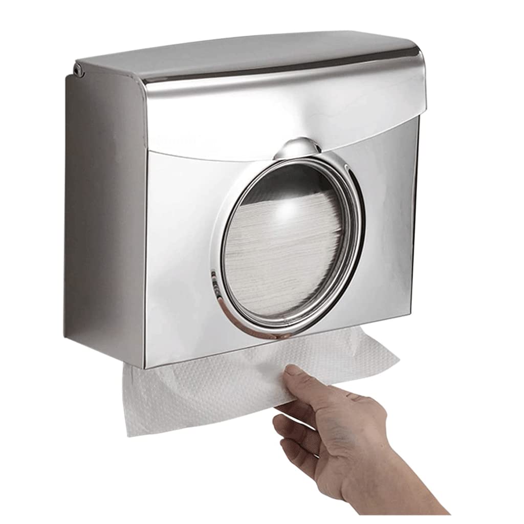 BKEKM Dispenser Salviette Dispenser di Asciugamani di Carta a Parete Dispenser di Asciugamani di Carta Commerciale in Acciaio Inossidabile Porta Asciugamani da Cucina per Bagno Impermeabile Moda