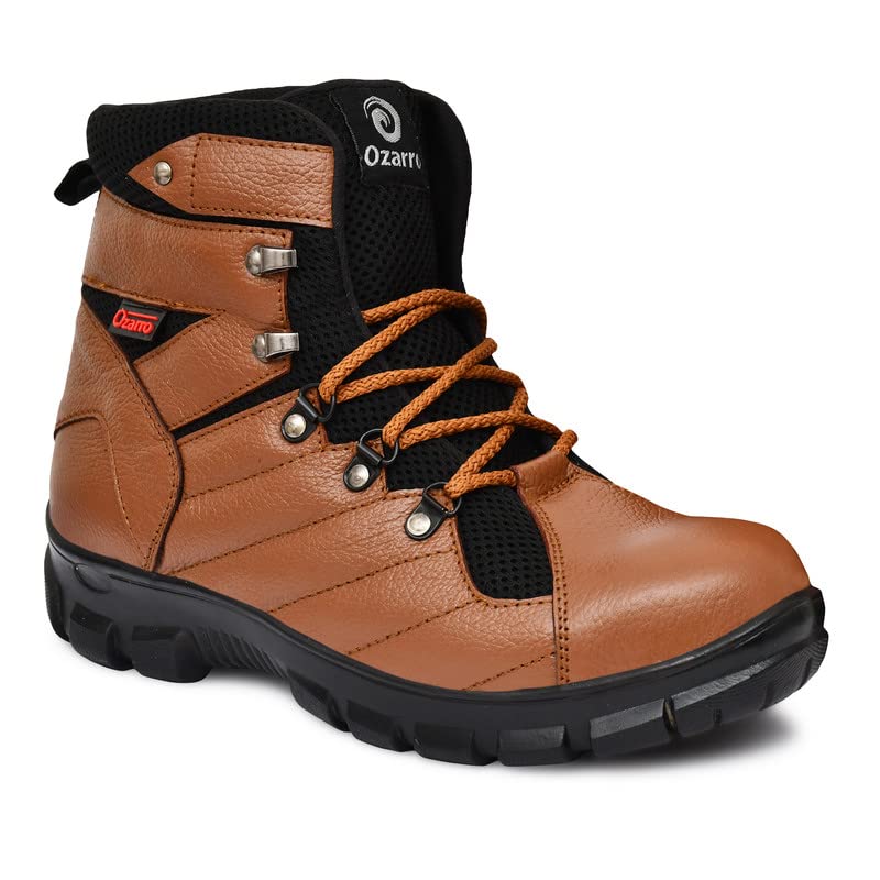 Image of Ozarro Tan Genuine Leather Steel Toe Safety Shoes (S4443)
