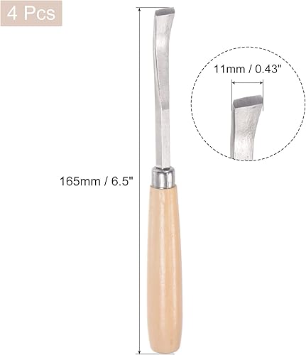 Miniatura 2 de uxcell Cuchillo de cinceles de madera, 0.394in chapado en cromo 45 # acero al carbono curvado, punta recta, herramienta para tallar, carpintería,