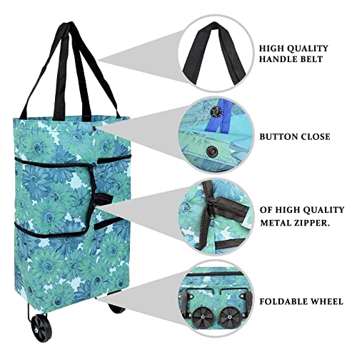 Faltbarer Einkaufstrolley, Flexible Einkaufstasche aus Oxford-Stoff mit Rädern, zusammenklappbare Einkaufstasche… – Bild 7